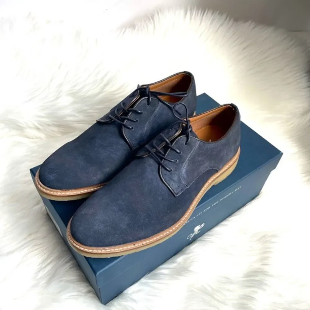 Dunross & Sons Ellis Plain Toe Lace -Up Derby Navy
